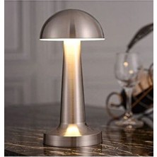 Horoz Masa Üstü LED Lamba,dokunmatik Mantar Lamba Gümüş