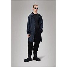 Waterproof Jacket Lacivert Renk M Beden Rains’ Signature Pu Fabric Ultrasonically Welded Seams