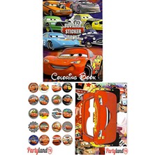 Partylandtr Cars Arabalar Şimşek Mcqueen Boyama Kitabı 3'lü (Boyama , Sticker , Arka Kapak Maske)