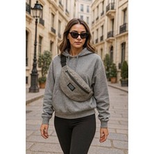 Moda West Unisex Gri Su Geçirmez Fermuar Detaylı Bel ve Omuz Çantası MW039