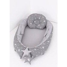 Umaybebek Babynest, Bebek Uyku Yatağı 0-2 Yaş - Gri Kedi Desen