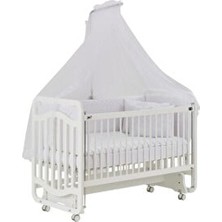 G&G Baby Gri Bebek Krem Beşik Cibinliği ve Metal Cibinlik Askısı Tekerlekli Kolay Kurulum Özellikli