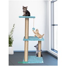 Nursoft Mega Boy Step Kedi Tırmalama Tahtası Turkuaz Renk Yüksek Kaliteli Welsoft Kumaş ve Jüt İpi ile