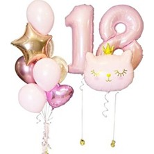 Düvenci Ticaret Kedi Konseptli 18 Yaş Balon Set