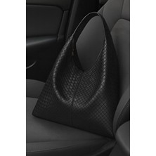 Adelina Bags Kadın Salaş Büyük Siyah Dream Omuz Çanta Suni Deri Dokulu Basic Koleksiyonu