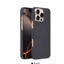 Boğazören iPhone 16 Pro Max Uyumlu Magsafe Kevlar Karbon Fiber Kılıf (Siyah Temalı) – Şık ve Dayanıklı Tasarım