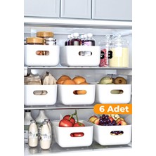 Esti 6 Adet - 4 Lt Çok Amaçlı Dolap Içi Düzenleyici Kutu | Buzdolabı, Mutfak, Banyo, Makyaj Saklama Kabı