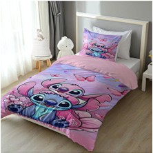 Şen Dekorasyon Stitch Pembe Çocuk Nevresim Takımı