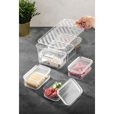 Şener Collection 7 Bölmeli Akrilik Kapaklı Kutulu Saklama Kabı Seti Kahvaltılık Şeffaf - Piknik Seti