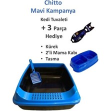  chitto elekli açık kedi tuvaleti - mavi * kürek hediyeli