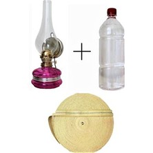 Sözen Klasik Gaz Lambası Pembe 250 ml Kandil Yakıtı 1 Metre Fitil Gaz Lambası Seti