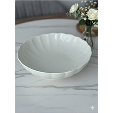 Kütahya Porselen Bone Luz Serisi Krem 25 cm Salata Kasesi Tekli ( Amblemli )