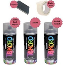 MxS Tekoro Gümüş Jant Boyası Boyama Seti Tekoro Vernik Tekoro Astar Gümüş Gri Jant Seti