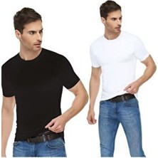Tutku Elit Erkek Sıfır Yaka Body 2’li Paket Kısa Kol Siyah Esnek Dokuma Kumaş
