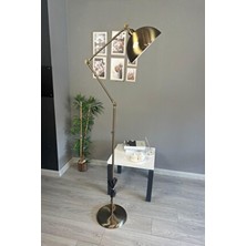 Bamyum Eskitme Renk Mafsallı Lambader Modern Dekoratif Metal Oturma Odası