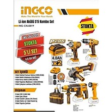 Ingco Li-On Akülü 5'li Kombo Makine Seti