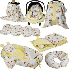 Babynest 15'li Set Puset İçi Minder Emzirme Örtüsü Beşik Içi Nevresim Takımı Sarı Kumaş