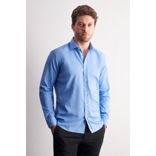 İmza Saks Yarım Italyan Yaka Uzun Kol Slim Fit Pamuklu Gömlek 1004255180