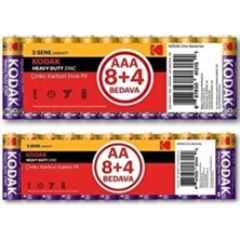Kodak 12 Adet Çinko Karbon Blister Kalem Pil +  12 Adet Ince Pil