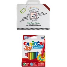 Akademi Çocuk Funny Mat Mini ve Carioca Joy 12'li Keçeli Kalem (Boya ve Kolayca Sil) 2'li Set
