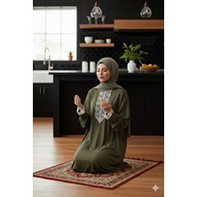 Defkay Tek Parça Kendinden Şallı Düz Renk Şık Kadın Namaz Elbisesi