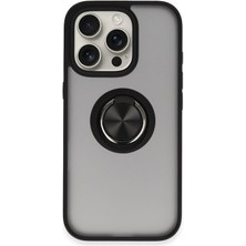 iPhone 16 Pro Max Kılıf Montreal Yüzüklü Silikon Kapak - Siyah - FKU6401-9967