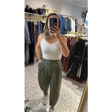 Pantolon  Paça Detaylı Çizgili