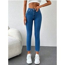 By Caspita Fashion Kadın Yüksek Bel Skinny Power Likra Dar Paça Jean