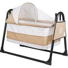 Özbay Btrend Black Portatif Bebek Beşiği Hamak Tekerlekli Sallanır Sepet Özelliği ile Bej Renk