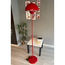 Bamyum Vega Lambader Kırmızı Renk Modern Dekoratif Metal Oturma Odası Çalışma Odası Zemin Lambası