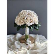 Luvienn Premium Krem Gül Buketi-Katmerli Gül Gelin Çiçeği