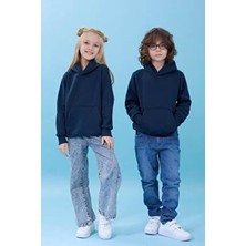 Perendi  Kapüşonlu Kanguru Cepli Lacivert Kışlık Sweatshirt - Rahat ve Sıcak Tasarım