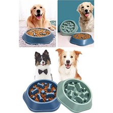 Köpek Mama Kabı Yavaş Yeme Mavi Renkli Plastik Gıda Dağıtıcı Ergonomik Tasarım