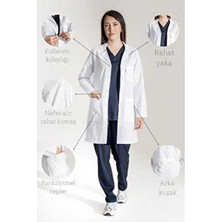 Belirtilmemiş Kadın Beyaz Klasik Yaka Uzun Kol Doktor Önlüğü Hemşire Eczacı Öğretmen Laboratuvar