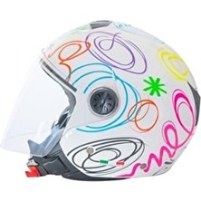 Sway SW-715 Whıte Flower Yarım Motosiklet Kaskı