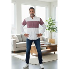 Eren Style Klasik %100 Cotton Uzun Kollu Terletmeyen Kışlık Flanel Kumaş 2 Renkli Çizgili Gömlek (Regular Kalıp)