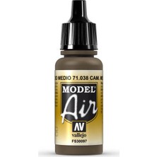 Vallejo 71038 18 ml. Camouflage Medium Brown, Model Air Serisi Model Boyası