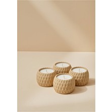 Bebuto Dokulu 4’lü Beton Tealight Mumluk Seti