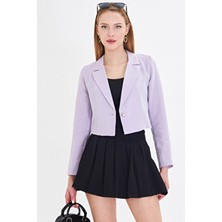 Armonika Kadın Lila Tek Düğmeli Crop Ceket ARM-23Y001064