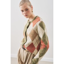 Manuka Baklava Desenli Hırka Yeşil