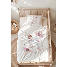 Lilabio %100 Pamuk Isme Özel Isimli Montessori Yatak Nevresim Takımı (100X200 Cm) Balerin