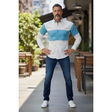 Eren Style Klasik %100 Cotton Uzun Kollu Terletmeyen Kışlık Flanel Kumaş 2 Renkli Çizgili Gömlek (Regular Kalıp)