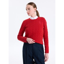 Lauren Ralph Lauren Yuvarlak Yaka Standart Düz Kırmızı Kazak Kadın 200932223