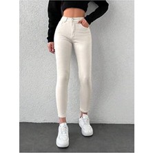 By Caspita Fashion Kadın Yüksek Bel Skinny Power Likra Dar Paça Jean