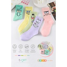 Color Socks 5'li Unisex Soket Çorap Seti Desenli Çok Renkli Yumuşak Ve Nefes Alabilir