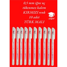 0.5 mm Iğne Uç Kırmızı Tükenmez Kalem 10 Adet Yeni Seri Yeni Üretim Türk Malı Pensan 2305 Kırmızı