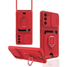 Samsung Galaxy S20 Fe Kılıf Zuma Kartvizitli Yüzüklü Silikon - Kırmızı - FKU8616-2133