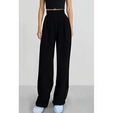 Alinda Kadın Cırtlı Yüksek Bel Bol Paça Palazzo Pantolon