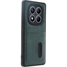 Xiaomi Redmi Note 14 Pro 5g Kılıf Sara Kartvizitli Deri Kılıf - Koyu Yeşil - FKU2901-4662