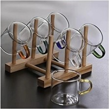 Lui Home 6' Lı Renkli Kulplu Borosilikat Cam Kahve Çay Kupa Bardağı 100 ml